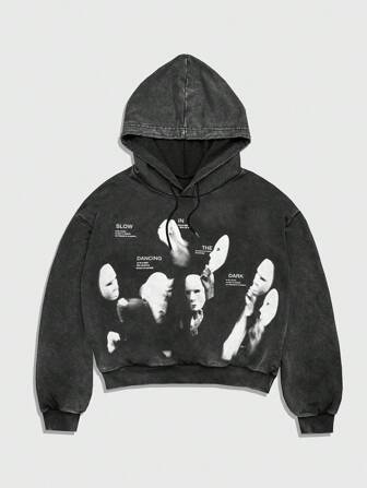 Street Life Sudadera con capucha casual y vintage con cordón para hombres, con gráfico de retrato