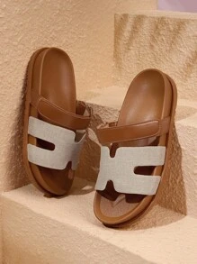 HighSole 女士时尚百搭平底凉鞋，夏季新风格 - 杏色 - 查看 9