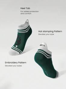 GLOWMODE X Harry Potter 2-Pack Soft Comfy Jacquard Embroidered Anti-Chafing Cotton Blend Crew Socks & Ankle Socks Set Daily Casual - Green - View 4