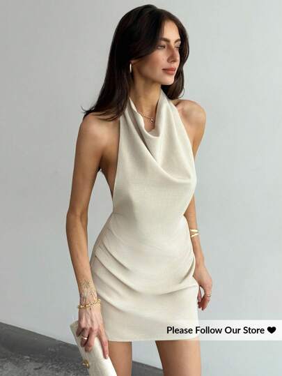 Aloruh 女士夏季纯色露背紧身迷你吊带连衣裙，俱乐部性感服装，外出