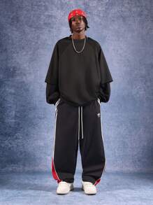 SUMWON Pantaloni sportivi larghi con bande laterali, pantaloni da allenamento ad alte prestazioni, abbigliamento sportivo in nylon per palestra, corsa e competizioni