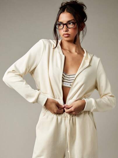 MISSGUIDED 短款拉链连帽衫健身运动夹克时尚家居服运动休闲运动服跑道训练轻便外套秋冬运动衫