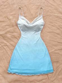 Soleia Váy ngắn cổ xếp ly dây mảnh màu gradient dành cho nữ, phù hợp đi biển, phong cách miền Tây, lễ hội âm nhạc, trang phục nghỉ hè, phong cách Bohemian - Nhiều màu - Xem 3