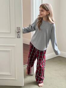 Hapijoa 青少年女孩休闲家居服睡衣，秋季 - 灰色 - 查看 6