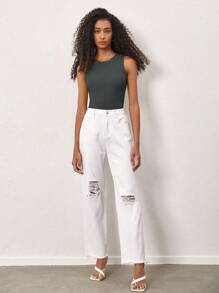 SHEIN BASICS 1入組素色條紋針織背心上衣