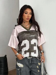 Coolane 女式全季演唱会狂欢运动森林迷彩数字图案足球球衣 T 恤