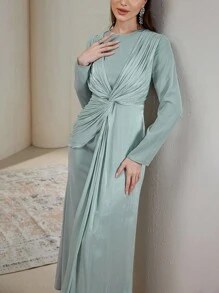 Veilorie 女士优雅纯色扭纹连衣裙