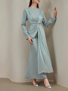 Veilorie 女士优雅纯色扭纹连衣裙