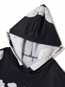 Set de 2 piezas de sudadera con capucha y pantalones acampanados con estampado grande de graffiti en estilo deportivo casual para niños adolescentes, adecuado para fiestas, eventos, bodas, bautizos, ceremonias de apertura, uso diario, escuela, viajes y temporadas de primavera, otoño e invierno