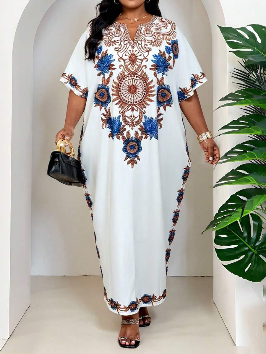 SHEIN Lady 春夏秋冬优雅彩色编织缺口长短袖编织缺口长袍连衣裙大码连衣裙邮轮服装女士夏季女士连衣裙女士夏季服装女士连衣裙夏季优雅女士连衣裙女士夏季服装女士办公室服装女士度假服装女士连衣裙大码女士休闲连衣裙女士夏季服装女士 - 彩色 - 查看 1