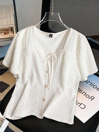 SHEIN Clasi 春夏季大码优雅时尚白色T恤