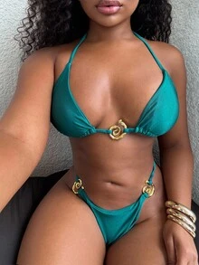 Alexandranx 女士纯色时尚性感比基尼套装夏季