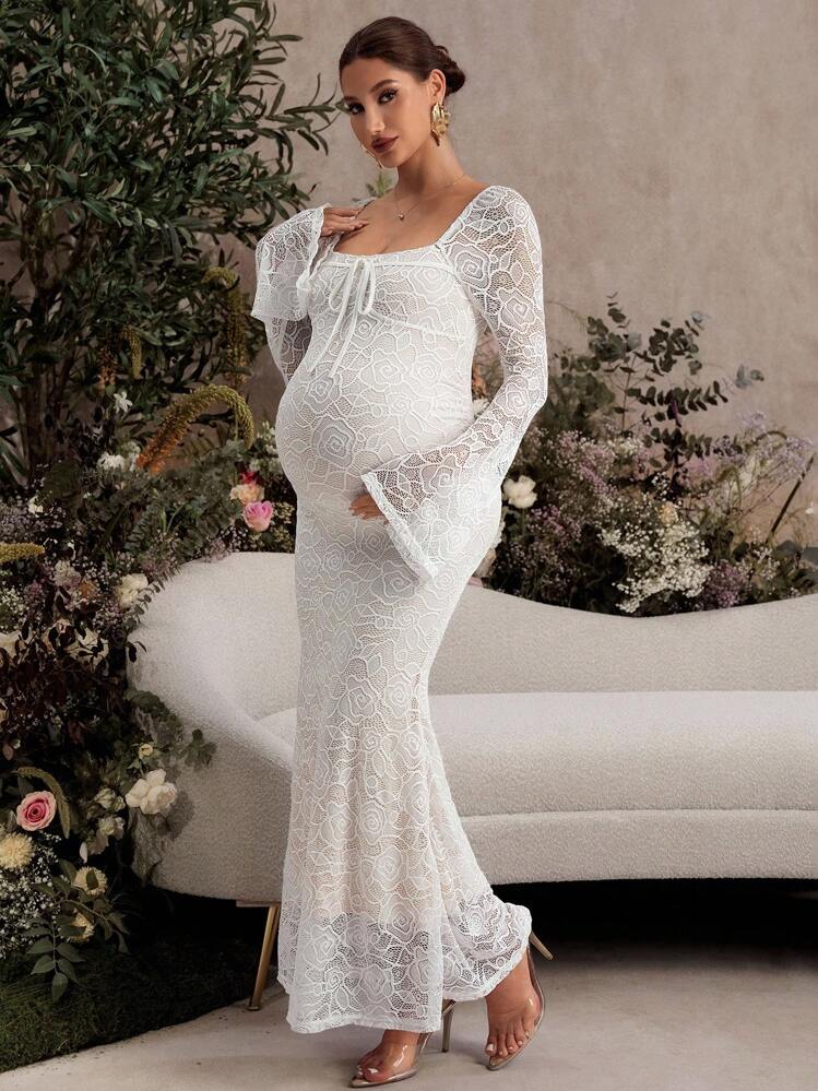 white lace long sleeve dress 1455 by Martina Liana