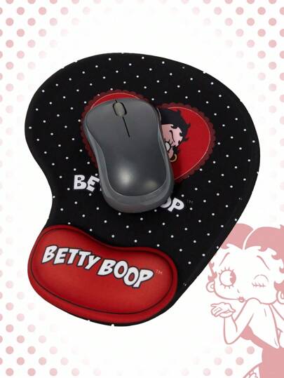Betty Boop | ROMWE Alfombrilla de ratón con reposamuñecas antideslizante, resistente al agua y de grosor adecuado, con estampado de lunares y de dibujos animados