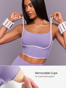 GLOWMODE Áo ngực thể thao dài cổ tròn hai tông màu FeatherFit™ dành cho yoga cường độ thấp, thích hợp mặc hàng ngày vào mùa xuân và mùa hè. - Màu Lilac Tím - Xem 4