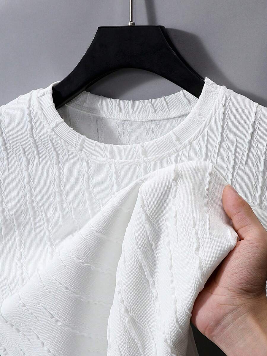 Manfinity Homme 男士休闲纯色纹理短袖T恤，夏季