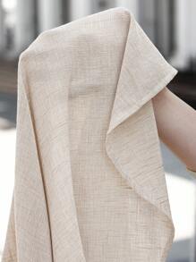 Manfinity CasualCool 男士单排扣亚麻短袖衬衫和短裤休闲两件套 - 杏色 - 查看 5