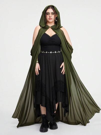 Fairycore Femmes grande taille Cape à capuche vintage style fée de la forêt