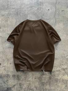 AXEPEAK Áo thun nam tay ngắn màu tương phản thời trang đường phố thường ngày, mùa hè - Cà phê nâu - Xem 2