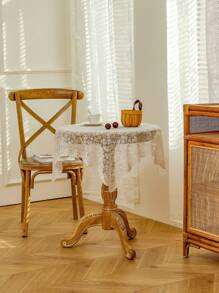 1 件花卉蕾丝桌布 - 质朴透明可洗蕾丝边咖啡桌布 - 非常适合野餐、露营、生日派对、情人节和家庭厨房装饰 - 米色 - 查看 3