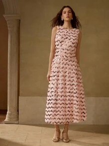 MOTF PREMIUM SEQUIN ZIGZAG SLEEVELESS PROM DRESS - Pink - View 4