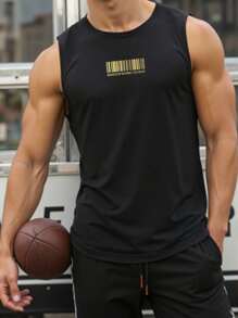 Manfinity Sport PWRUP Men's Spider Print Casual Fitness Sport Tank Top Comfortable Breathable Sweat-Wicking Baggy For Gym Casual Oversized T-Shirt - Black - View 3