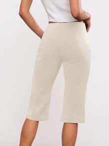 Hauture 女士夏季休闲办公室简约设计性感七分裤 - 卡其色 - 查看 5