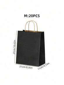 5 件/20 件带手柄牛皮纸礼品袋，简约纯色矩形礼品包装袋，手提袋，适合派对、购物、圣诞节