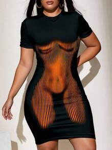 SHEIN SXY 女士短袖夏季休闲连衣裙 - 黑色 - 查看 1