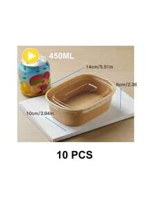 10pcs/20pcs/30pcs Disposable Snacks & Nuts Packaging Box, Kraft Paper Packing Box With PET Cover, Sturdy And, Restaurant Dedicated Packing Box, Student And Adult Lunch Box, Fruit Platter Packaging Box, Outdoor Picnic Packing Box