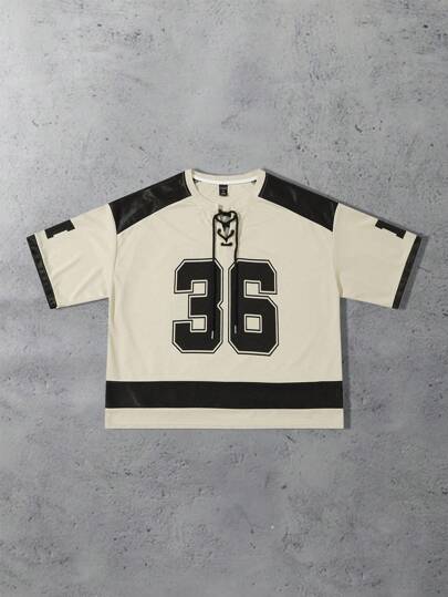 Street Life Men's Casual Loose Fit Numeric Print Round Neck Short Sleeve Sports T-Shirt