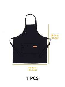 SHEIN 1 PIEZA Delantal impermeable y resistente al aceite para uso doméstico, delantales con bolsillos, delantales de cocina resistentes a las manchas de poliéster, aplicables a hogar, restaurante, artesanía, jardín, barbacoa, escuela, cafetería, exterior, delantal para hombres y mujeres (negro) para regalo navideño
