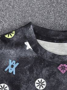 Manfinity Dauomo 男士星星印花圆领短袖休闲T恤和抽绳腰短裤套装