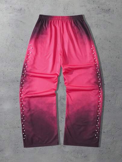 Street Life Men's Pearl Decor Distressed Loose Sweatpants, Baggy