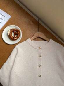 Franclia Women Elegant Simple Versatile Cardigan Fall Winter Cloth For Women - Beige - View 5