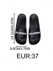 Missguided x Playboy Chanclas de piscina con gráfico de letra para el hogar - Negro - Ver 9
