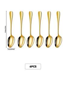 2/4/6/12件不锈钢咖啡/茶/甜点勺，适用于厨房、酒店、咖啡厅、学校用品 - 金色 - 查看 10