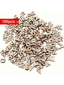 SHEIN 100/200pcs, Hot Log Vintage Color Wood English Letter Homemade Craft DIY Handmade Party Decoration Gift Birthday