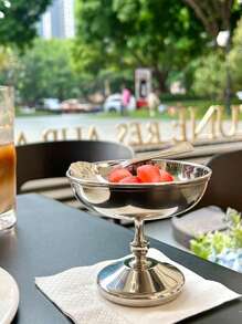 1 件装甜点盘不锈钢冰淇淋杯，高杯碗下午茶布丁甜点杯可爱盘子烛台