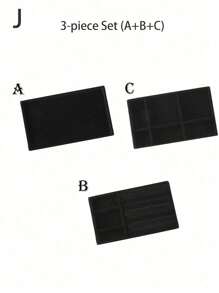 天鹅绒珠宝托盘，大容量珠宝收纳盒，带独立隔层，可堆叠珠宝展示架，可放置耳环、项链、手镯、戒指、发夹、发带等。 - 黑色 - 查看 20