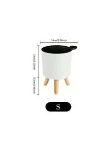 1pc Classic Round Self Watering Planter Plant Pot With Legs,Self Watering Pot With Stand For All House Plants And Flowers,Watering Once Can Last About 15-20 Days, Best Choice To Take Care Of Plants For Short-Term Trave,LModern Standing Planters With Drainage Holes For Planting Indoor Outdoor Decorative,Wooden Support Flowerpot, Bonsai Flowerpot(3 Size), Back To School, Christmas