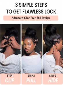 Kinky Straight Invisi-Drawstring Flexible Fit 360 Lace Front Glueless Wig With 4c Kinky Edges Pre Cut Lace Pre Plucked Bleach Knots Human Hair Wig 180 Density Wear And Go Wig - SNatural - View 7