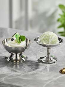 1 件装甜点盘不锈钢冰淇淋杯，高杯碗下午茶布丁甜点杯可爱盘子烛台