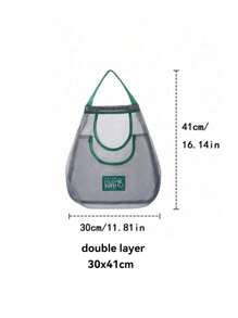 1 件悬挂式网状储物袋、衣架、纤维蔬菜储物袋（单/双口袋可选）可重复使用悬挂式网状储物袋用于厨房储存水果、洋葱、大蒜和蔬菜、透气购物储物手提袋、圣诞节 - 藍色 - 查看 9