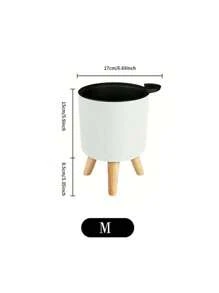 1pc Classic Round Self Watering Planter Plant Pot With Legs,Self Watering Pot With Stand For All House Plants And Flowers,Watering Once Can Last About 15-20 Days, Best Choice To Take Care Of Plants For Short-Term Trave,LModern Standing Planters With Drainage Holes For Planting Indoor Outdoor Decorative,Wooden Support Flowerpot, Bonsai Flowerpot(3 Size), Back To School, Christmas