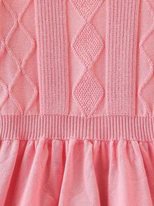 Sparklyn Tween Girl Fashionable Geometric Pattern Long Sleeve Knit Dress Girls Sweater Dress Pink Kids Dress Girls Pink Dress Girls Knit Dress Toddler Girl Sweater Dress Girls Dress Tween Dresses Fall Winter