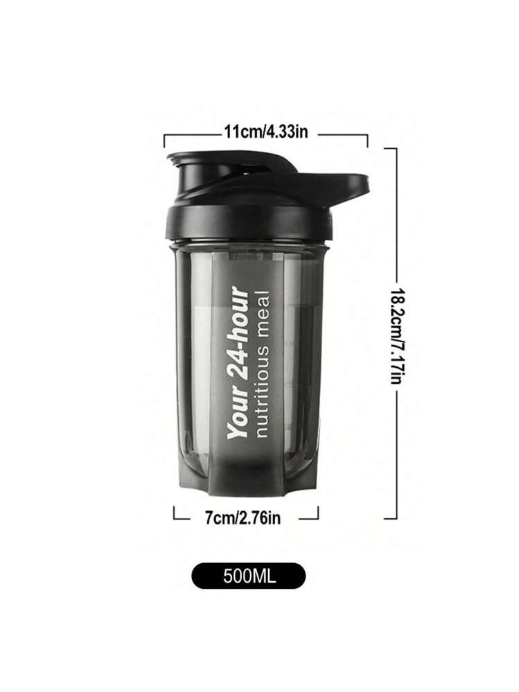 1 件装蛋白质摇摇杯，带搅拌器，运动水壶，防漏便携式透明摇摇杯，适用于健身，便携式健身壶，搅拌杯，健身房摇摇杯，户外便携式塑料饮料杯（黑色）圣诞节节日礼物赠送运动水壶，户外学校水壶 - 黑色 - 查看 9