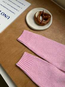 Franclia 女式简约百搭优雅纯色前扣长袖开衫秋冬款，粉色 - 粉色 - 查看 5