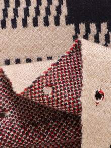 SHEIN 1 件卡其色婴儿连体衣，白色彼得潘领长袖休闲简约连体衣 - 卡其色 - 查看 7