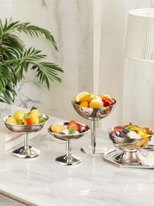 1 件装甜点盘不锈钢冰淇淋杯，高杯碗下午茶布丁甜点杯可爱盘子烛台